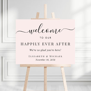 Happily Ever After Pink Wedding Welcome Foam Board