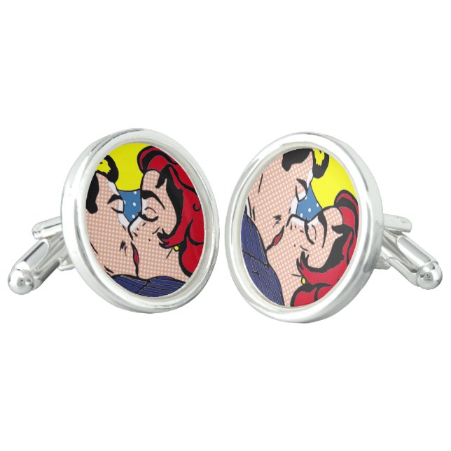 Happily Ever After Pop Art Cufflinks (Angled)