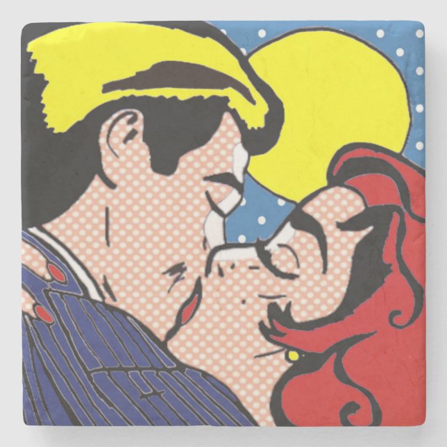 Happily Ever After Pop Art Stone Coaster (Front)