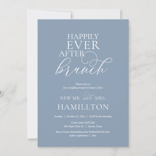 Happily Ever After Post wedding Brunch Dusty Blue Invitation