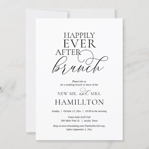 Happily Ever After Post wedding Brunch Navy Blue  Invitation