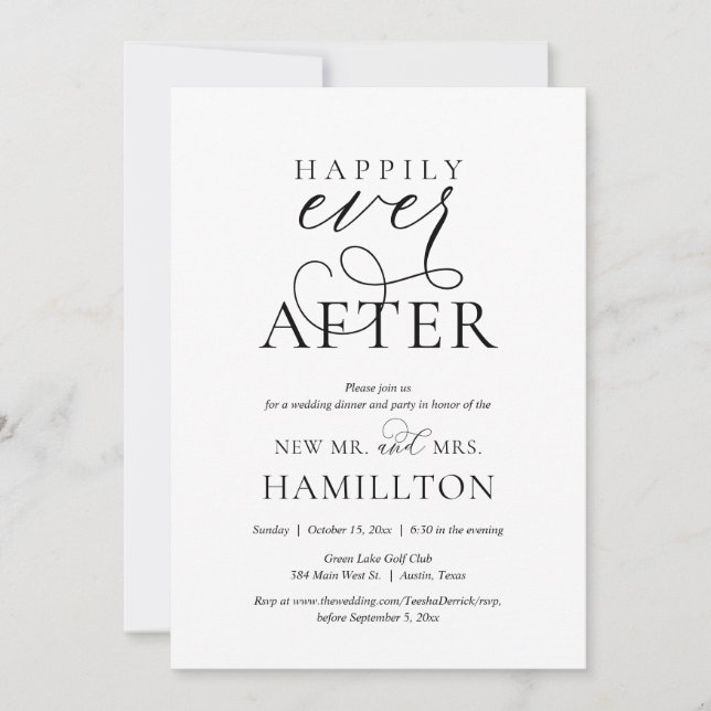 Happily Ever After Post Wedding Dinner and Party I Invitation (Front)