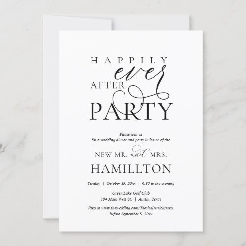 Happily Ever After Post Wedding Dinner and Party Invitation