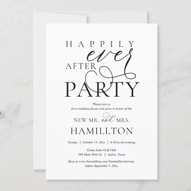 Happily Ever After Post Wedding Dinner and Party Invitation | Zazzle