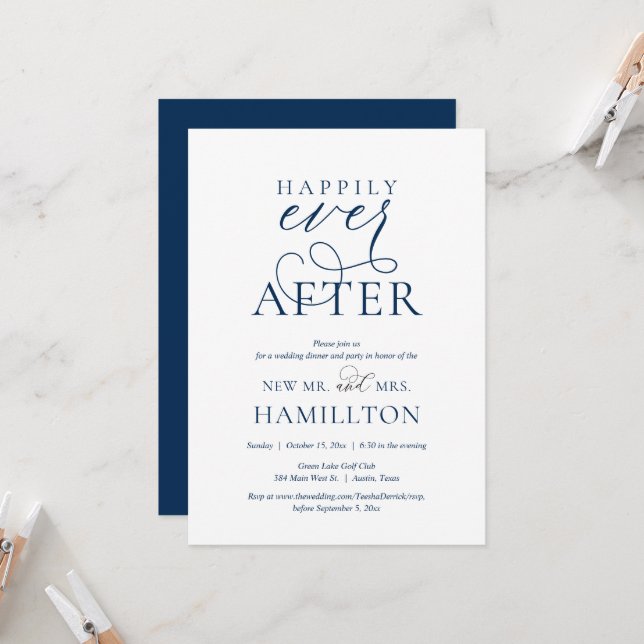 Happily Ever After Post Wedding Dinner and Party Invitation (Front/Back In Situ)