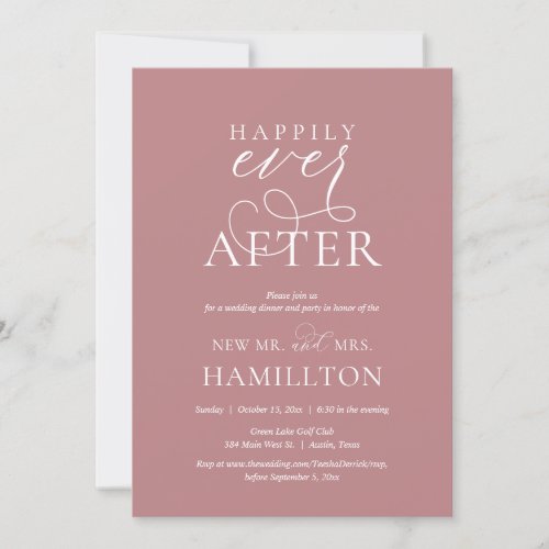 Happily Ever After Post Wedding Elopement Invitation