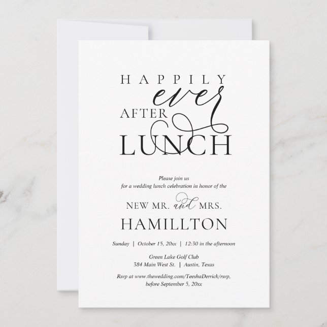 Happily Ever After Post wedding Lunch Celebration  Invitation (Front)