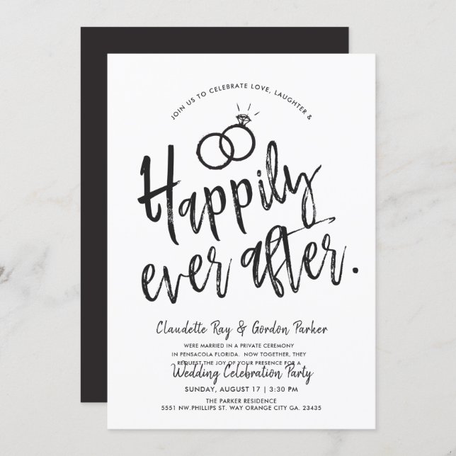 Happily ever after | Post Wedding Party Invitation (Front/Back)