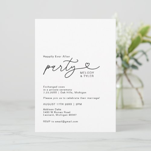 Happily Ever After Post Wedding Reception Photo Invitation