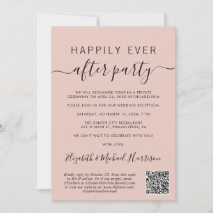 Happily Ever After QR Code Wedding Reception Invitation