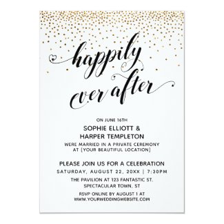 Happily Ever After Reception Only Gold Confetti Invitation