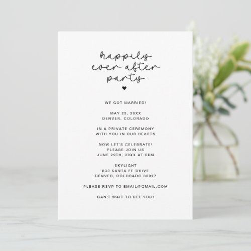 Happily Ever After Reception Only Party Photo Invitation