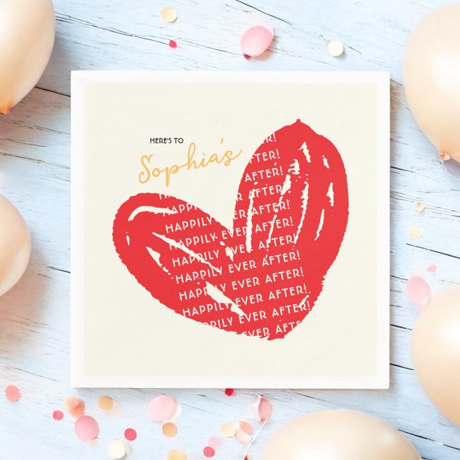 Happily Ever After Red Heart Bridal Brunch Shower Napkins (Creator Uploaded)