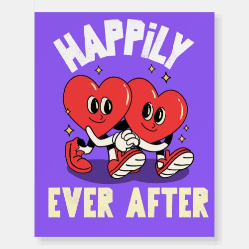 HAPPILY EVER AFTER RETRO FUNNY CUTE WEDDING POSTER