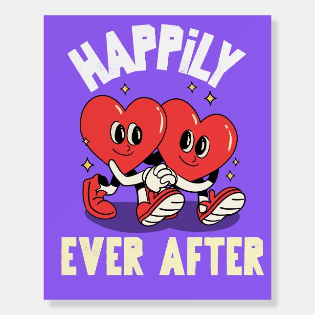 HAPPILY EVER AFTER RETRO FUNNY CUTE WEDDING POSTER (Front)