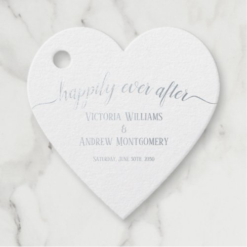 Happily Ever After Rose Gold Script Wedding Silver Foil Favor Tags