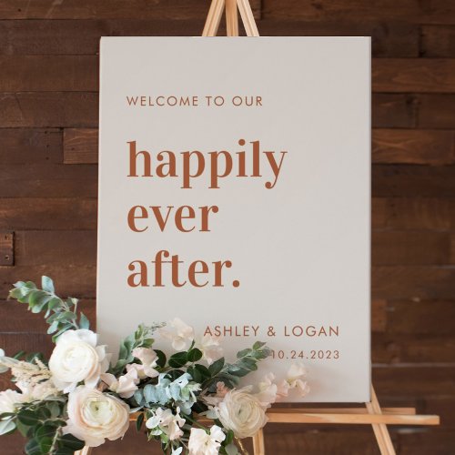 Happily Ever After Rust Wedding Reception Welcome Foam Board