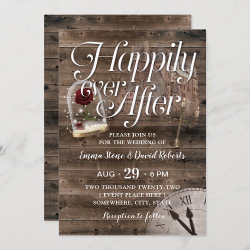 Happily Ever After Rustic Barn Fairytale Wedding Invitation