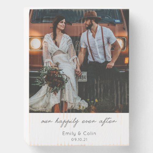 Happily Ever After Rustic Wedding Photo  Wooden Box Sign