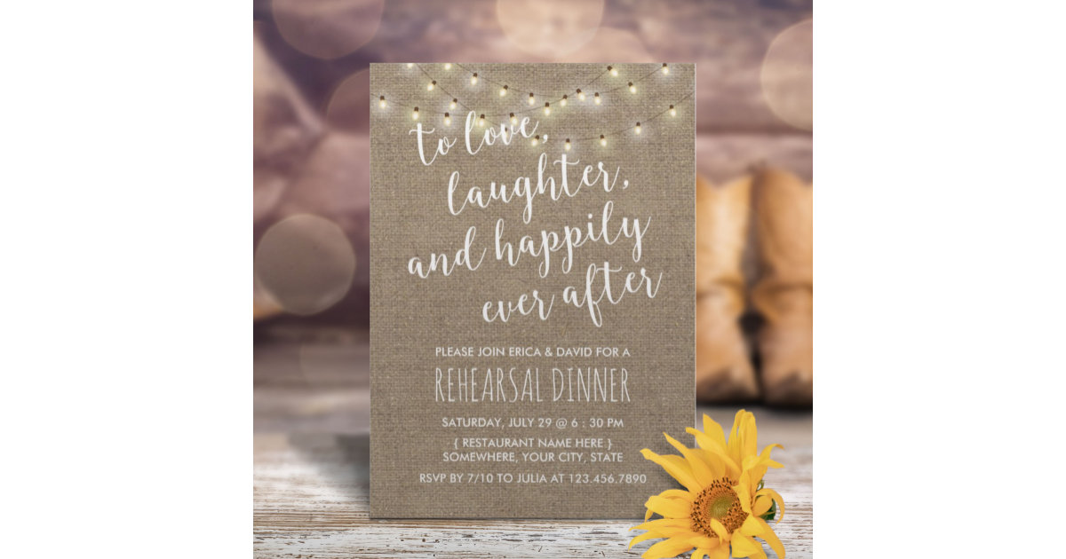 Happily Ever After Rustic Wedding Rehearsal Dinner Invitation Zazzle 7541