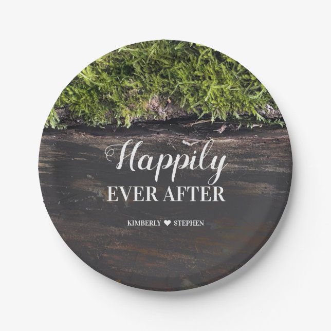 Happily Ever After Rustic Woodland Wedding | Party Paper Plates (Front)