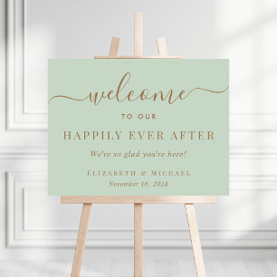 Happily Ever After Sage Gold Wedding Welcome Foam Board