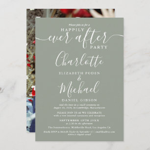 Happily Ever After Sage Green Wedding Photo Invita Invitation