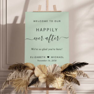 Happily Ever After Sage Green Wedding Welcome Foam Board
