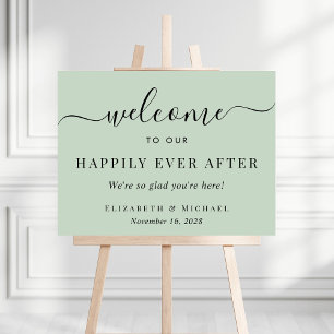 Happily Ever After Sage Green Wedding Welcome Foam Board