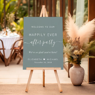 Happily Ever After Sage Wedding Reception Welcome Foam Board