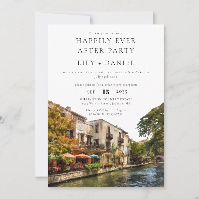 Happily Ever After San Antonio Wedding Invitation (Front)