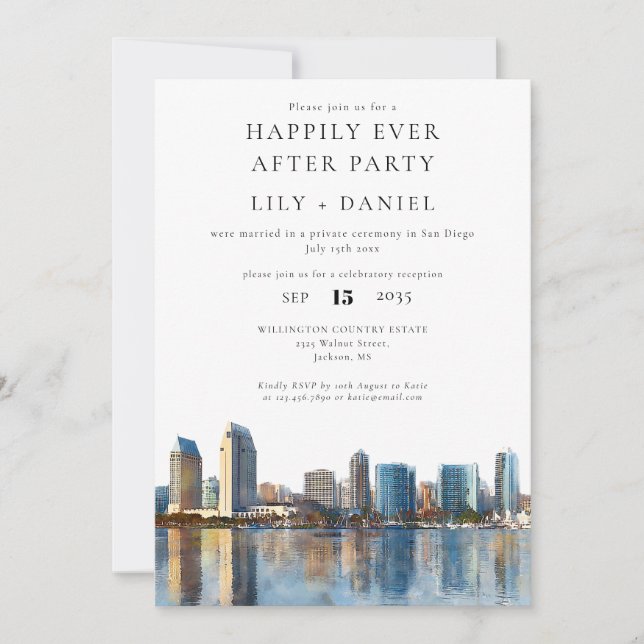 Happily Ever After San Diego Wedding Invitation (Front)