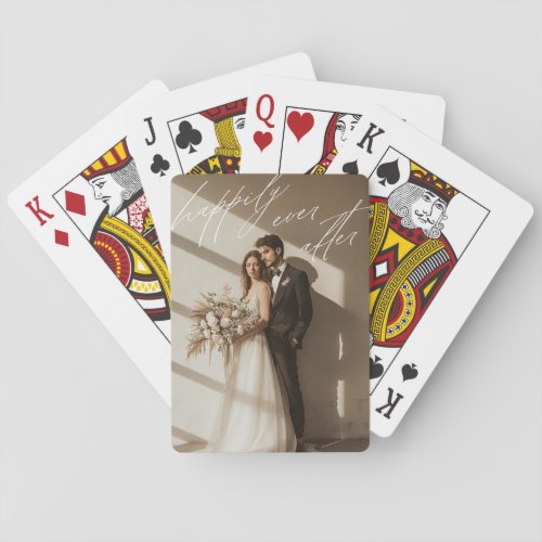 Happily Ever After Script Keepsake Wedding Photo Poker Cards