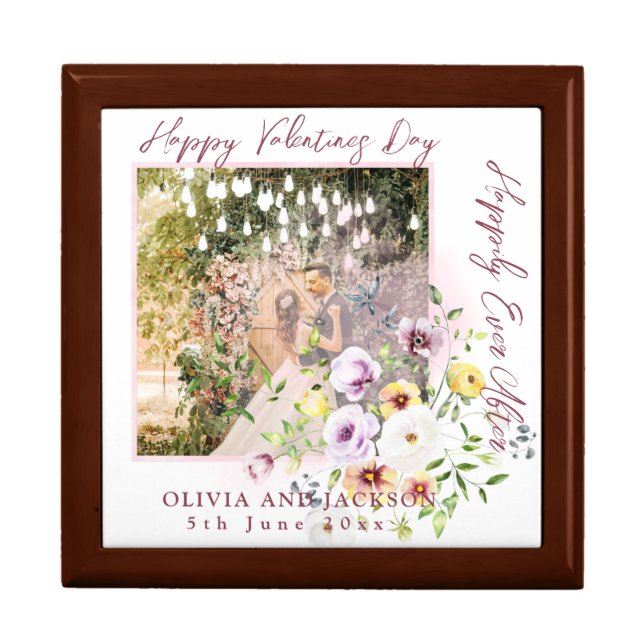 Happily Ever After Script Personalize Couple photo Gift Box (Front)