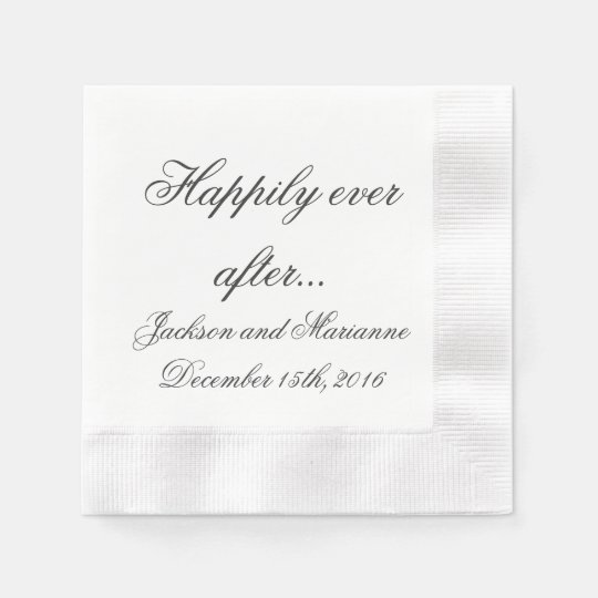 Happily Ever After Script Wedding Cocktail Napkins | Zazzle.com