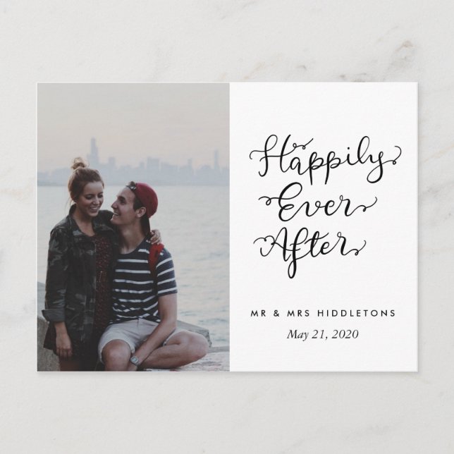 Happily Ever After | Script Wedding Photo Postcard (Front)