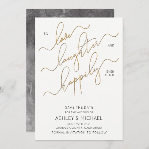 Happily Ever After Script Wedding Save The Date Invitation