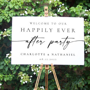 Happily Ever After Sign Minimalist Wedding Welcome