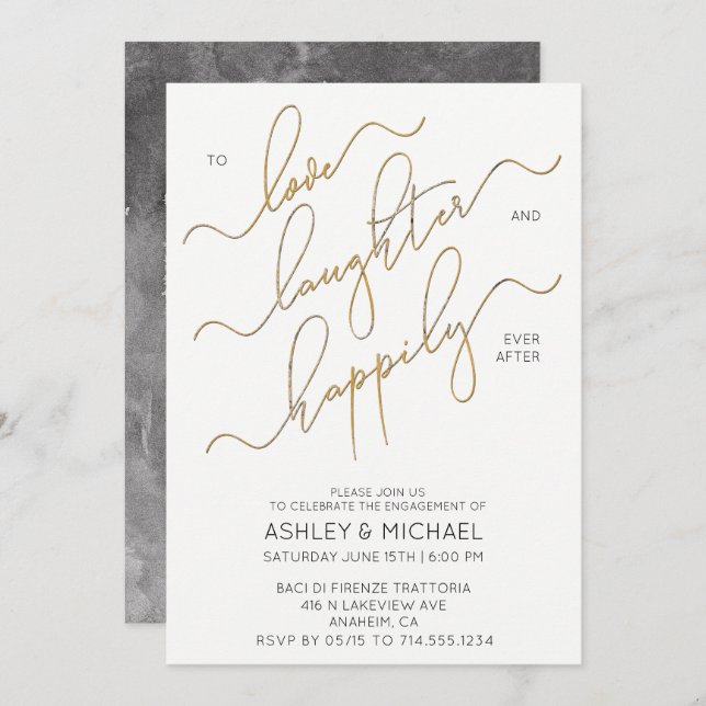 Happily Ever After Simple Elegant Engagement Party Invitation (Front/Back)