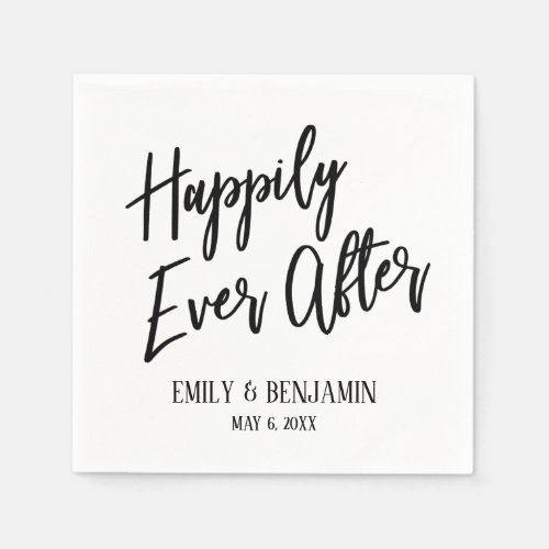 Happily Ever After Simple Typography White Napkins