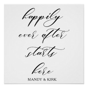 Happily Ever After Starts Here – Romantic Wedding Poster