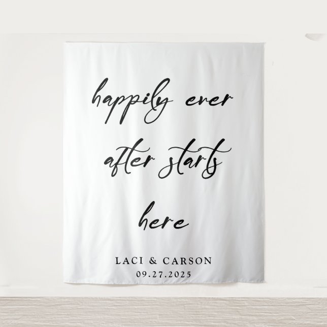 “Happily Ever After Starts Here” Wedding Backdrop  (Front)