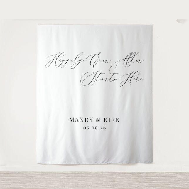 Happily Ever After Starts Here wedding backdrop  (Front)