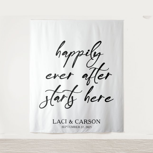 “Happily Ever After Starts Here” Wedding Backdrop  (Front)
