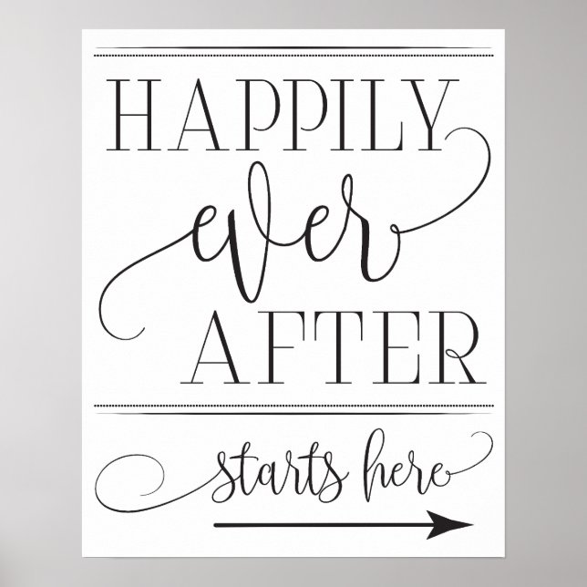 Happily Ever After Starts Here Wedding Sign (Front)