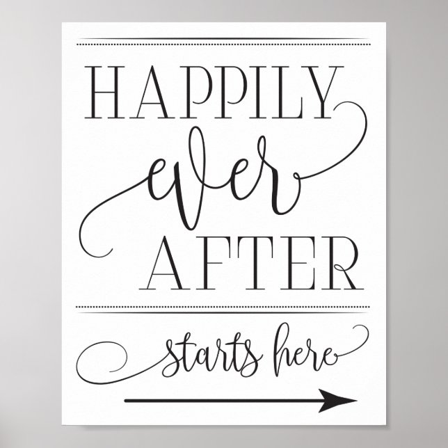 Happily Ever After Starts Here Wedding Sign (Front)