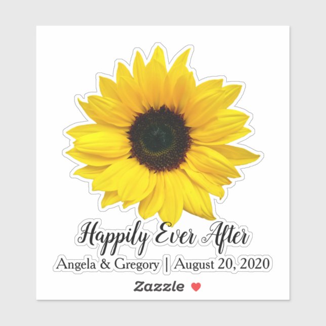 Happily Ever After Sunflower Wedding Sticker (Sheet)
