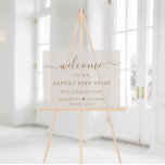 Happily Ever After Taupe Wedding Welcome Acrylic Sign<br><div class="desc">Chic light taupe frosted acrylic wedding sign featuring "Welcome To Our Happily Ever After" and "We're so glad you're here!" in modern gold typography and an elegant gold script,  your names joined together by a heart and your wedding date.</div>