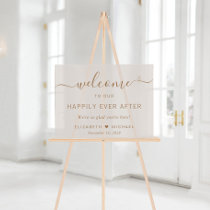 Happily Ever After Taupe Wedding Welcome Acrylic Sign