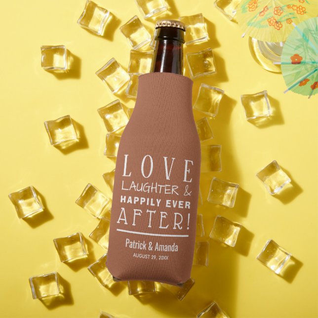 Happily Ever After TERRACOTTA Wedding Bottle Cooler (In Situ Summer)